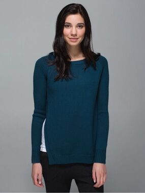lululemon athletica Yin to You Teal Merino Wool Knit Crewneck Sweater